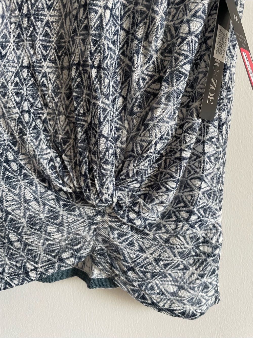 Nic + Zoe top lightweight scoop neck t shirt faux tie linen blend blue white M - Picture 5 of 7